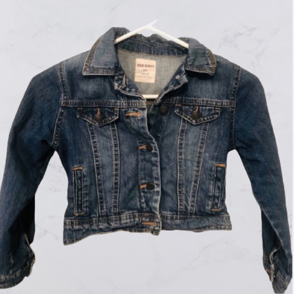 Old Navy girls cropped waist jean jacket, size S